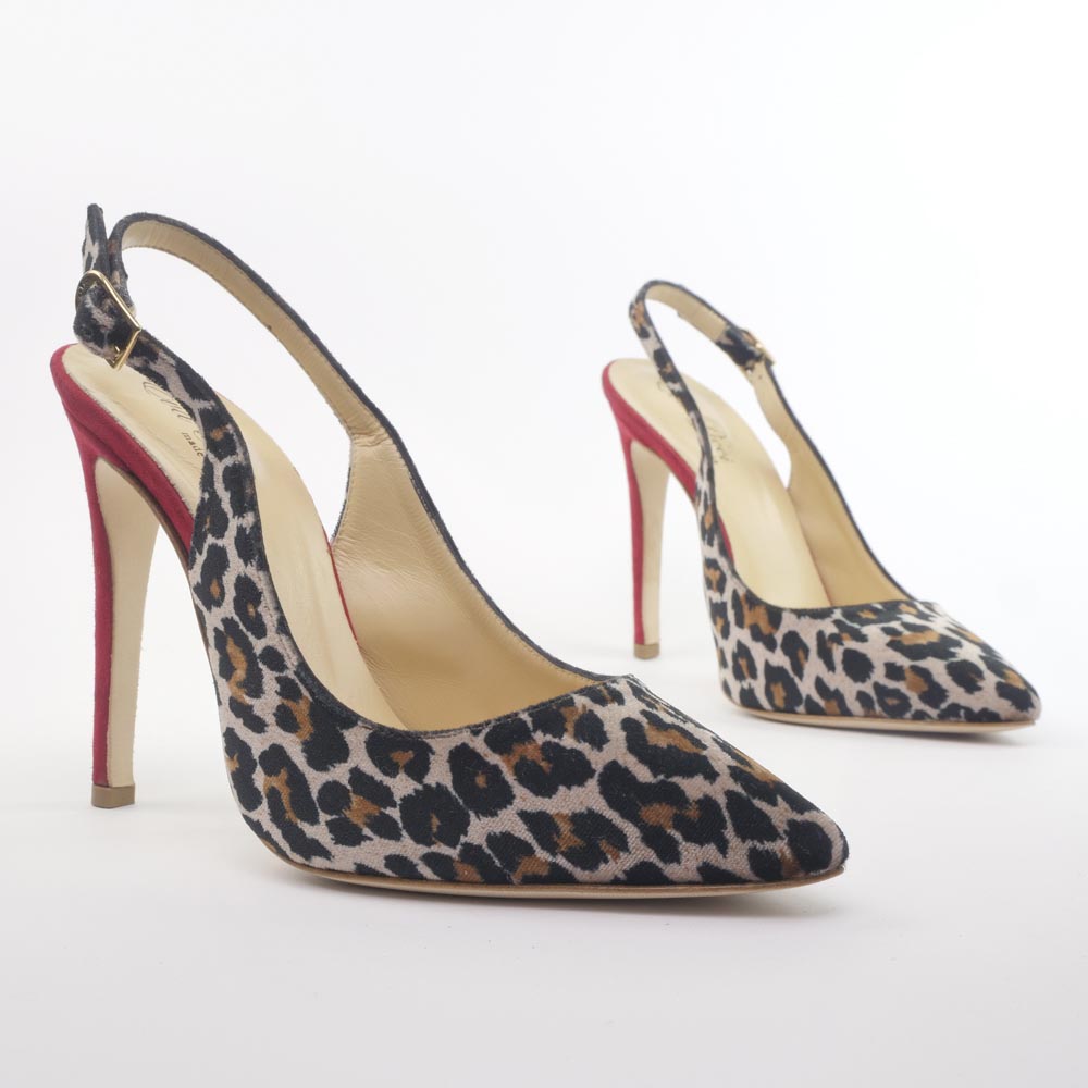 Eva Picci - Artigianato, Cinturino, Donna, Eva Picci, Slingback, Tacco - Eva Picci Ch 1086 Leo Rosso Slingback - Lupis SRL