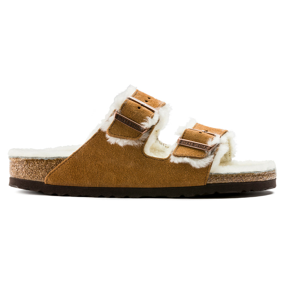 Birkenstock Arizona Shearling Mink Suede Leather