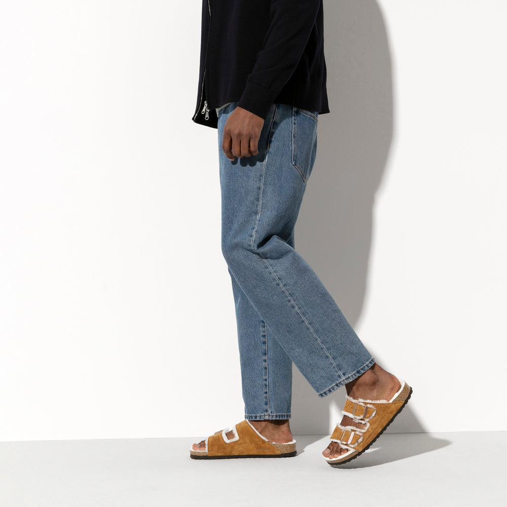 Birkenstock Arizona Shearling Mink Suede Leather