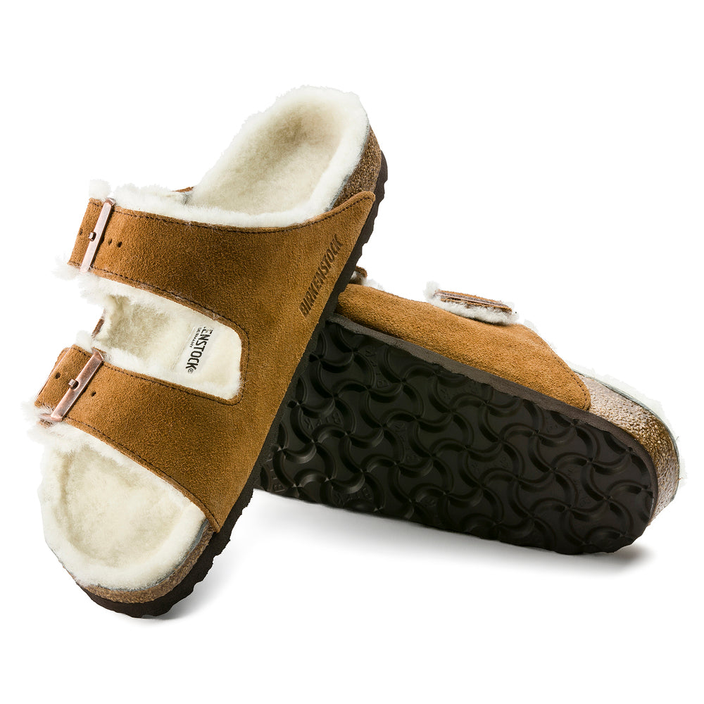 Birkenstock Arizona Shearling Mink Suede Leather