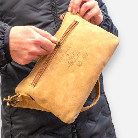 Leaf Bags Borsa Beige Pelle Invecchiato 3556I