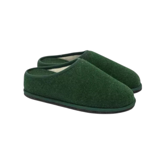 Pantofole Donna Lowenweiss Diva Con Zeppa 30 Feltro Di Lana Verde Bosco 7100FL-477