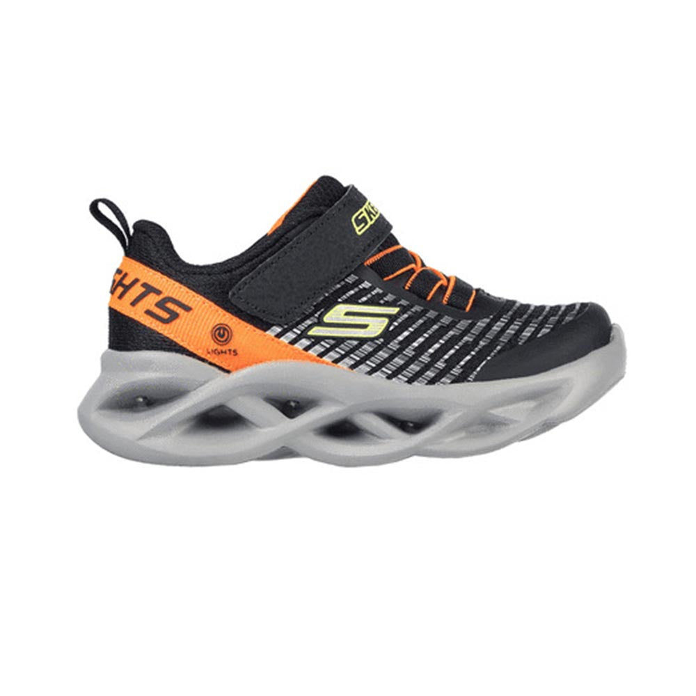 '- ["Kids","Scarpe","Scarpe sportive","Skechers","Toddler"] - Skechers T S Light's Twisty Brights-Novlo Black Orange - Lupis SRL