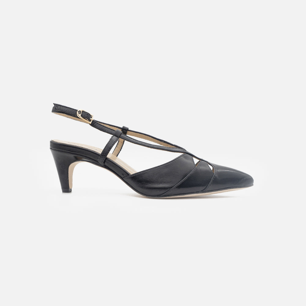 '- ["Artigianato","Donna","Eva Picci","Scarpe","Slingback","Tacco"] - Slingback Da Donna Eva Picci 1757 Ballerina Slingback Lux Nero - Lupis SRL