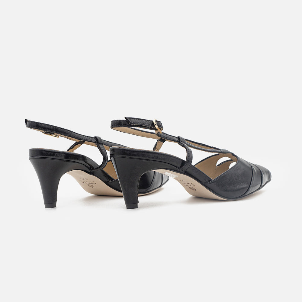 '- ["Artigianato","Donna","Eva Picci","Scarpe","Slingback","Tacco"] - Slingback Da Donna Eva Picci 1757 Ballerina Slingback Lux Nero - Lupis SRL