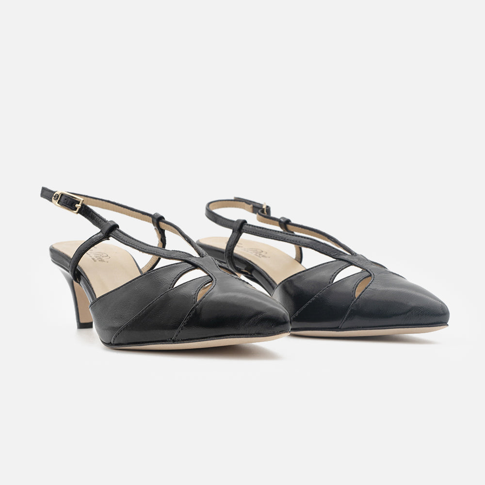 '- ["Artigianato","Donna","Eva Picci","Scarpe","Slingback","Tacco"] - Slingback Da Donna Eva Picci 1757 Ballerina Slingback Lux Nero - Lupis SRL