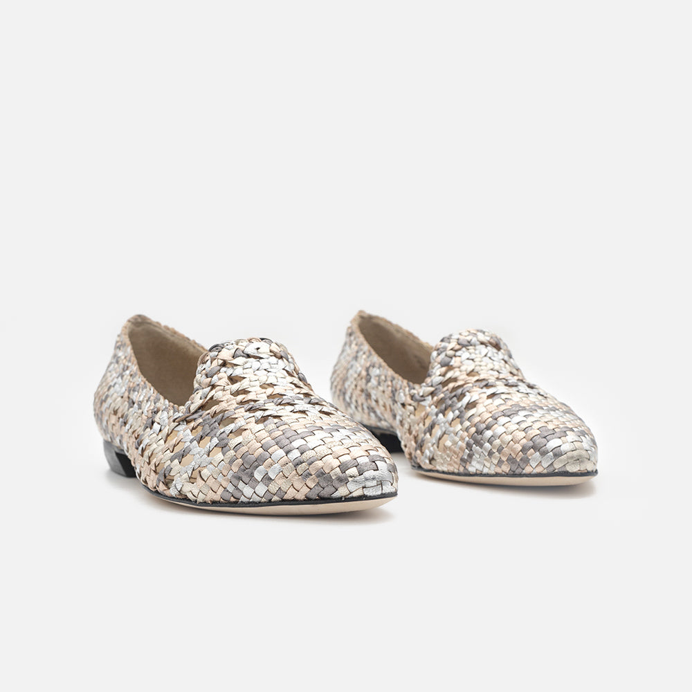 '- ["Accollata","Artigianato","Donna","Eva Picci","Scarpe"] - Accollata Da Donna Eva Picci 19511 Woven Multimetal Nero - Lupis SRL