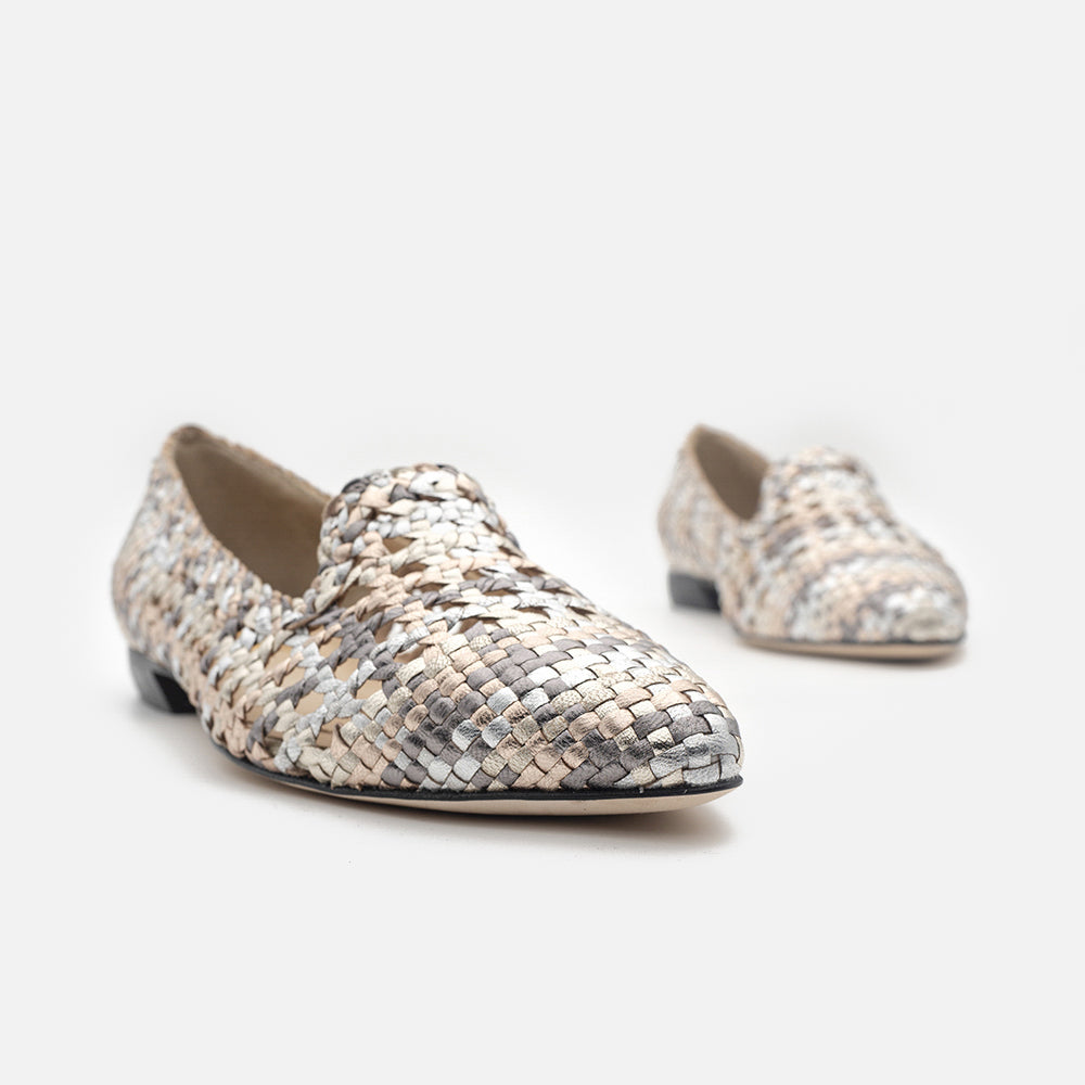 '- ["Accollata","Artigianato","Donna","Eva Picci","Scarpe"] - Accollata Da Donna Eva Picci 19511 Woven Multimetal Nero - Lupis SRL