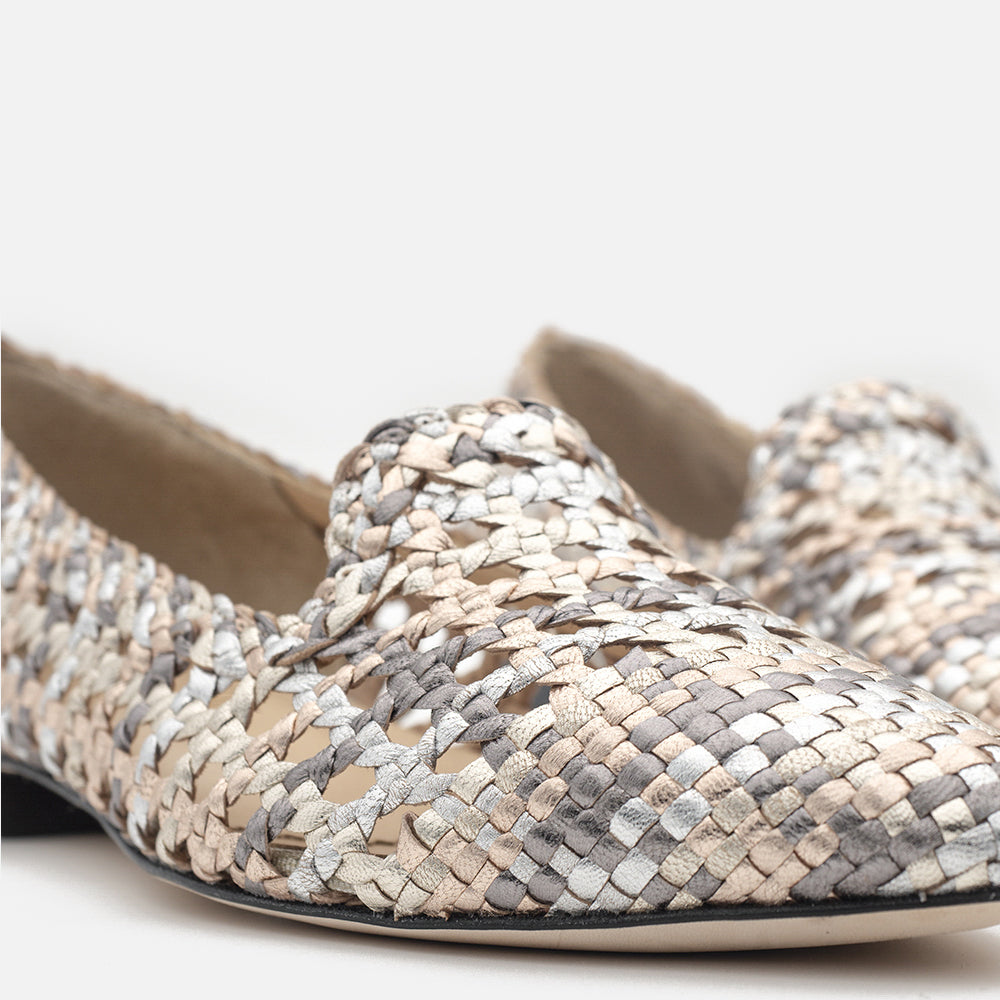 '- ["Accollata","Artigianato","Donna","Eva Picci","Scarpe"] - Accollata Da Donna Eva Picci 19511 Woven Multimetal Nero - Lupis SRL