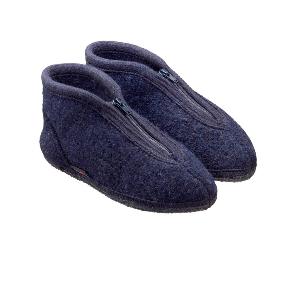 '- ["Ciabatte","Donna","Haflinger","Pantofole","Scarpe","Ultima Taglia"] - Haflinger Slipper Zipper Blu Pantofola - Lupis SRL