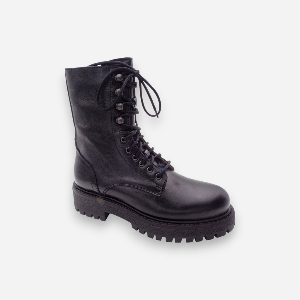 Dianetti Tudor Women's Platform Ankle Boots in Black Leather 1633