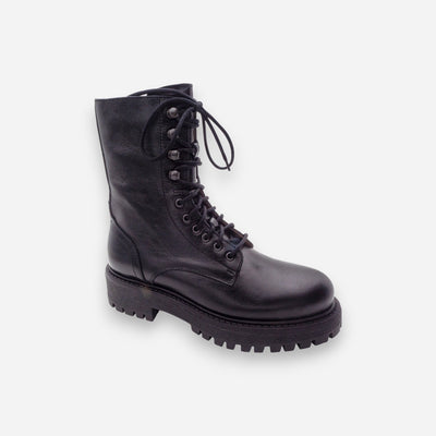 Damen Plateau Stiefel Dianetti Tudor Leder Schwarz 1633