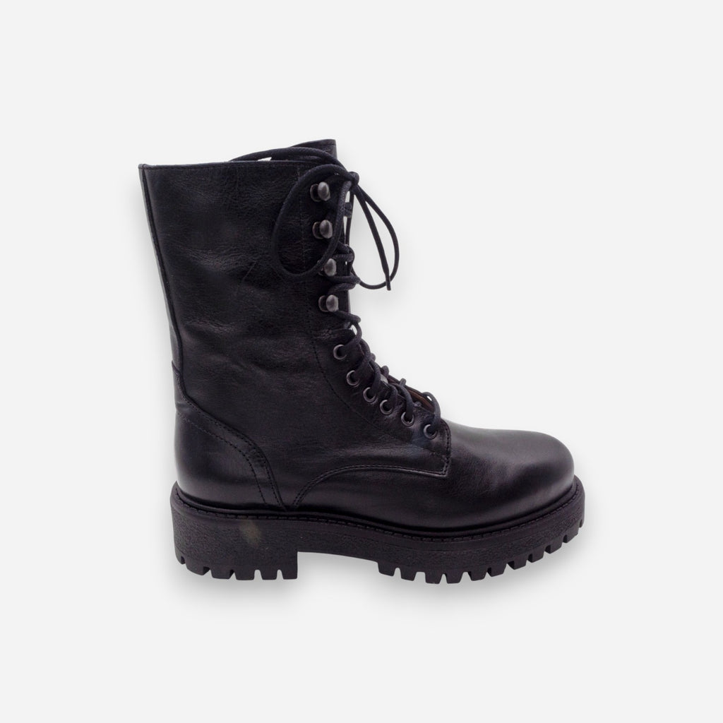 Dianetti Tudor Women's Platform Ankle Boots in Black Leather 1633