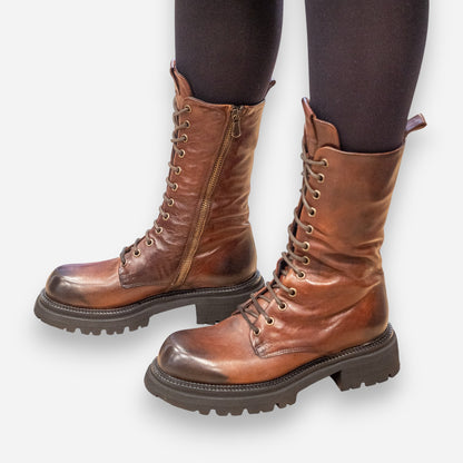 Anfibi Donna JP/DAVID Papua Pelle Cuoio Scuro 7636/4