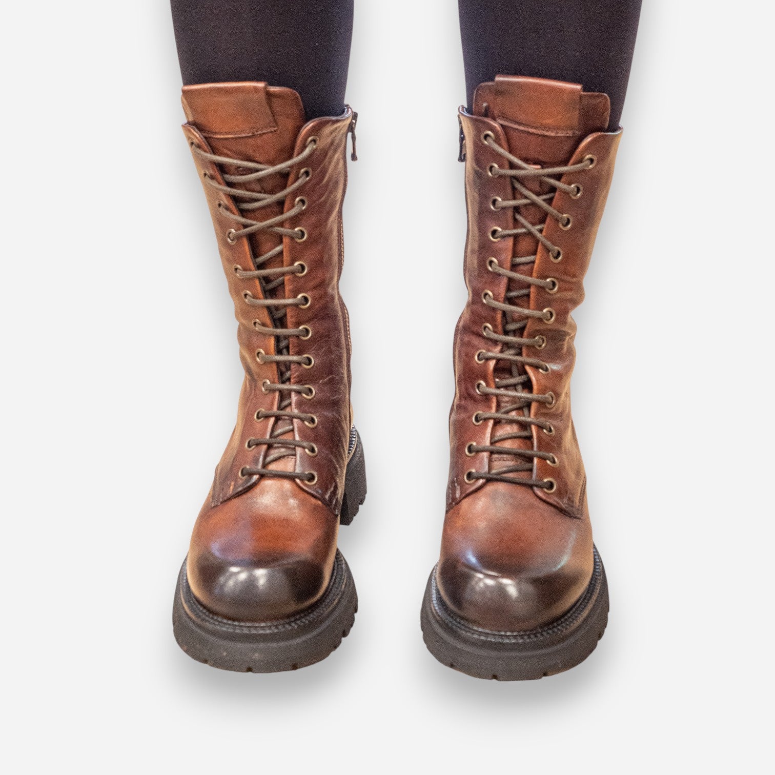 Anfibi Donna JP/DAVID Papua Pelle Cuoio Scuro 7636/4