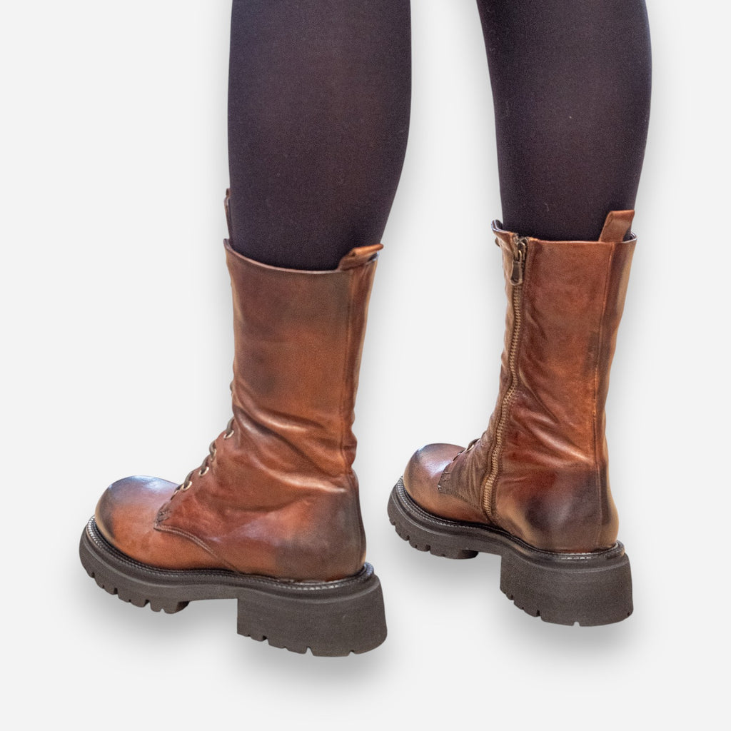 Anfibi Donna JP/DAVID Papua Pelle Cuoio Scuro 7636/4