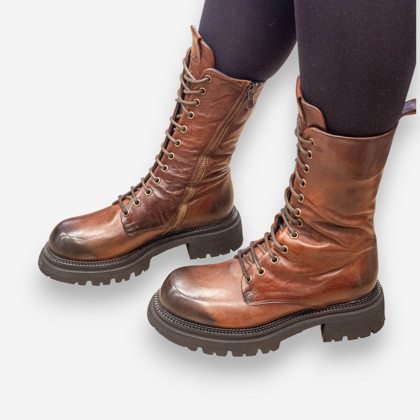 Anfibi Donna JP/DAVID Papua Pelle Cuoio Scuro 7636/4