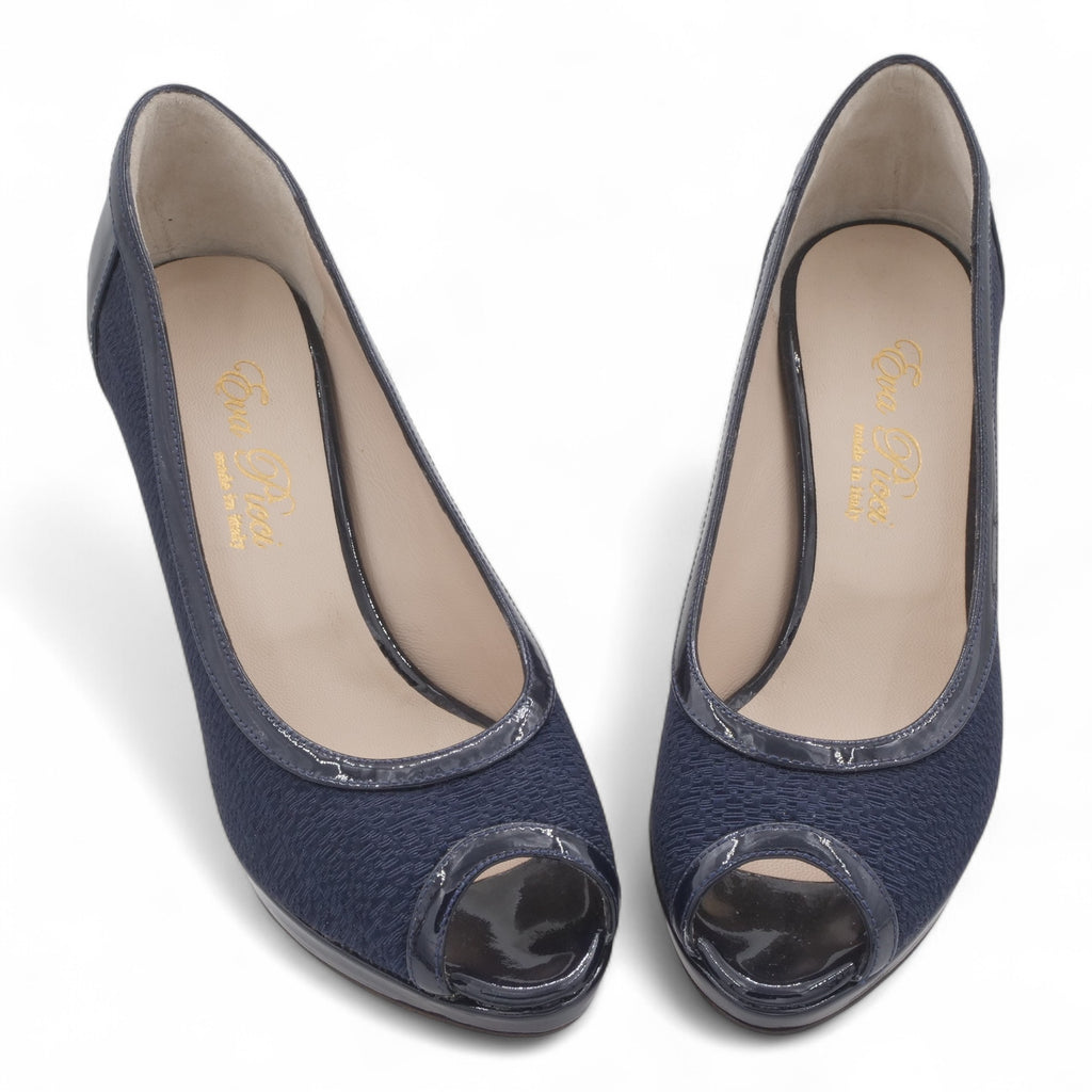  - ["Artigianato","Donna","D\u00e9collet\u00e9","Eva Picci","Scarpe","Tacco"] - Aperta in Punta Donna Eva Picci 21336 Tessuto Blu - Lupis SRL