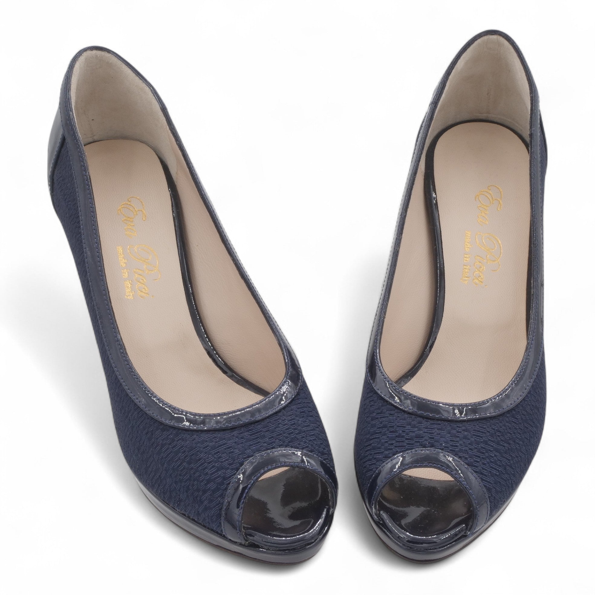  - ["Artigianato","Donna","D\u00e9collet\u00e9","Eva Picci","Scarpe","Tacco"] - Aperta in Punta Donna Eva Picci 21336 Tessuto Blu - Lupis SRL
