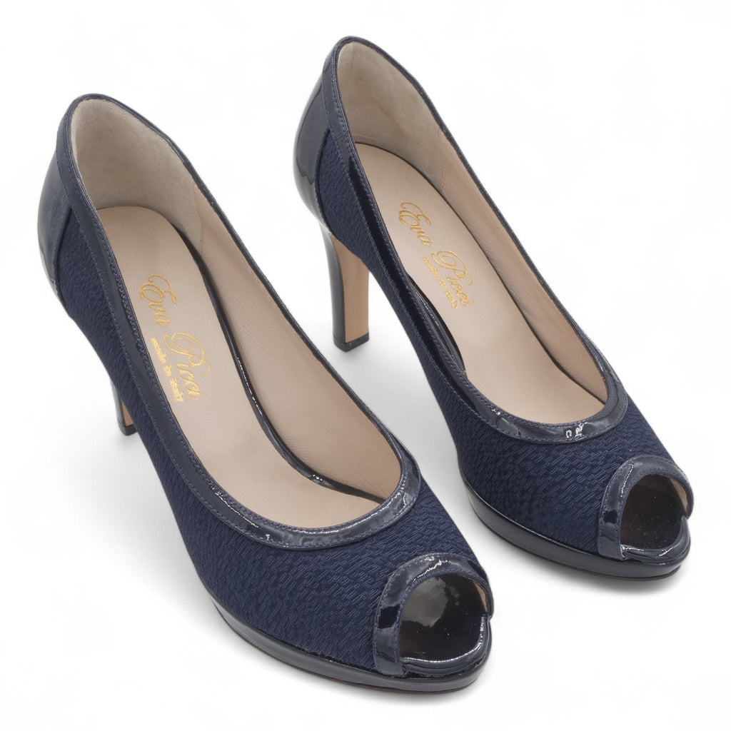  - ["Artigianato","Donna","D\u00e9collet\u00e9","Eva Picci","Scarpe","Tacco"] - Aperta in Punta Donna Eva Picci 21336 Tessuto Blu - Lupis SRL