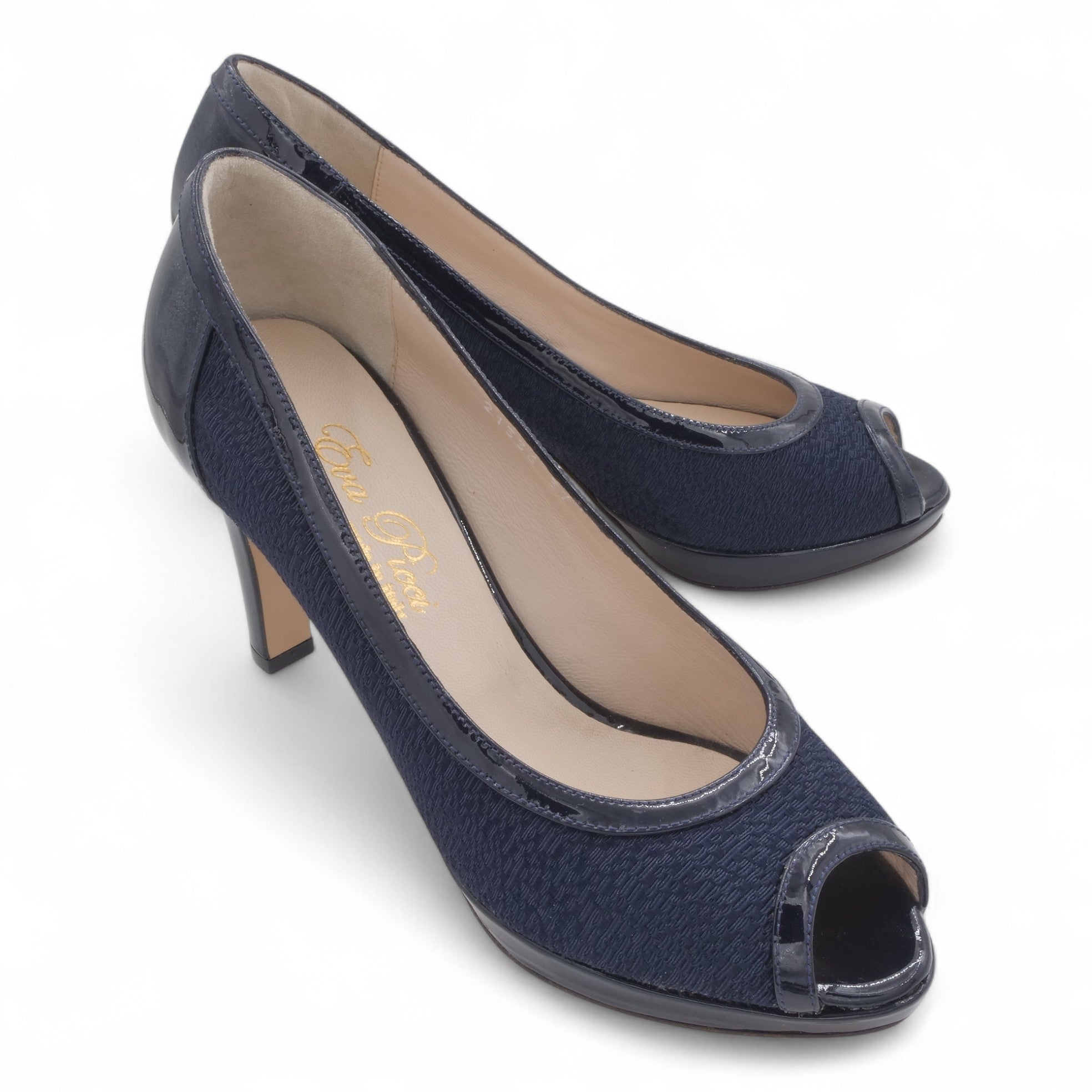  - ["Artigianato","Donna","D\u00e9collet\u00e9","Eva Picci","Scarpe","Tacco"] - Aperta in Punta Donna Eva Picci 21336 Tessuto Blu - Lupis SRL
