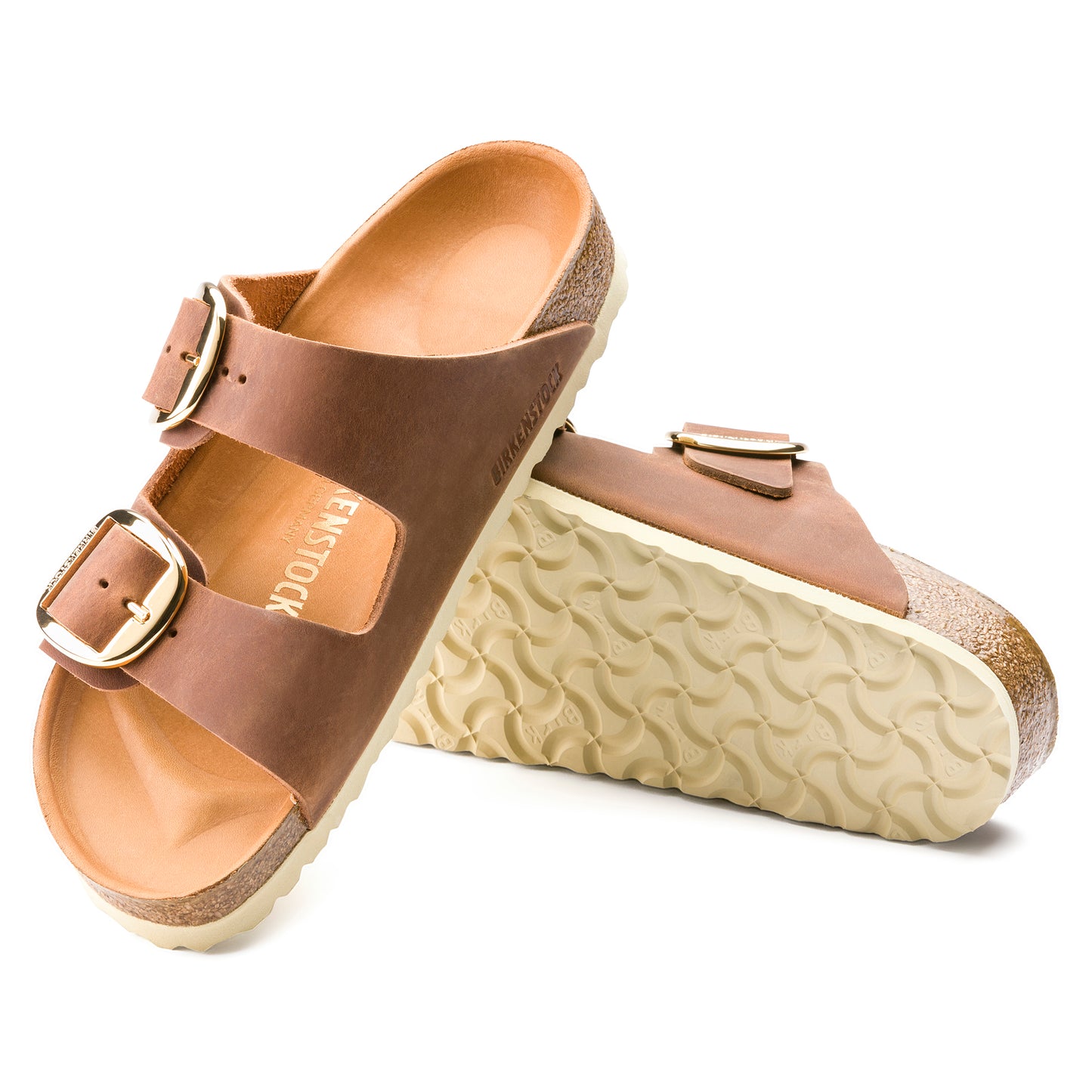 Birkenstock - Birkenstock, Ciabatte, Donna, Nuovo - Birkenstock Arizona Big Buckle Cognac Oiled Leather - Lupis SRL