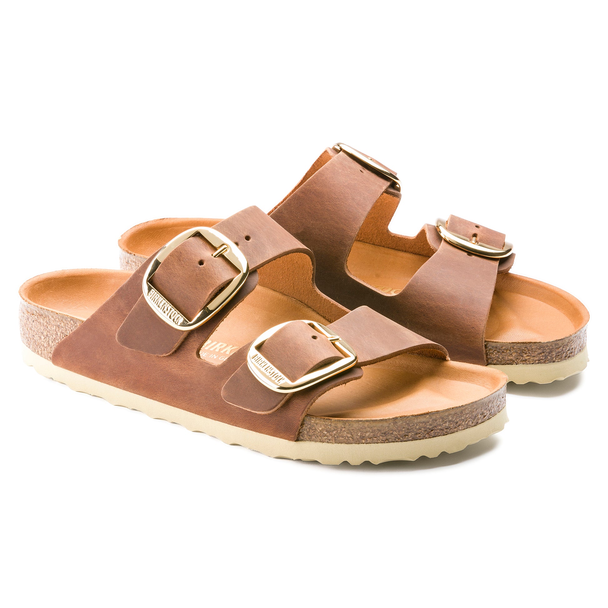 Birkenstock - Birkenstock, Ciabatte, Donna, Nuovo - Birkenstock Arizona Big Buckle Cognac Oiled Leather - Lupis SRL