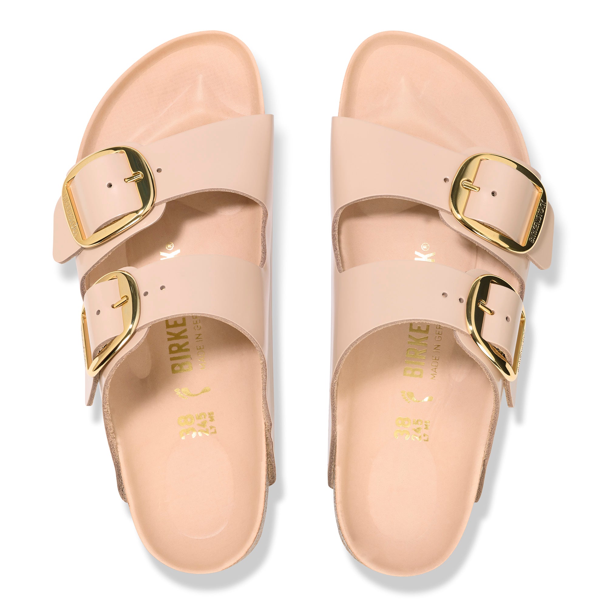  - ["Birkenstock","Ciabatte","Donna","Scarpe"] - Birkenstock Arizona Big Buckle Shine New Beige Natural Leather - Lupis SRL