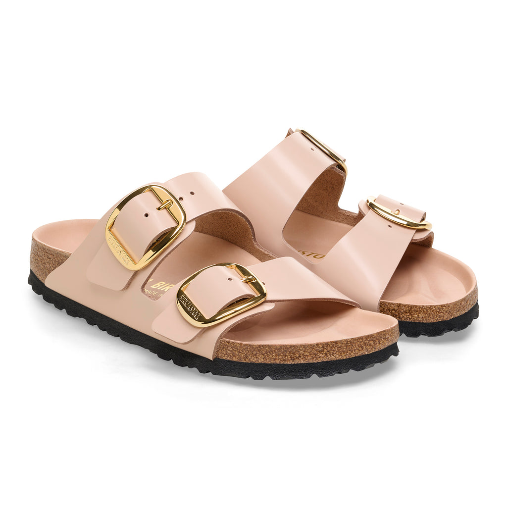  - ["Birkenstock","Ciabatte","Donna","Scarpe"] - Birkenstock Arizona Big Buckle Shine New Beige Natural Leather - Lupis SRL