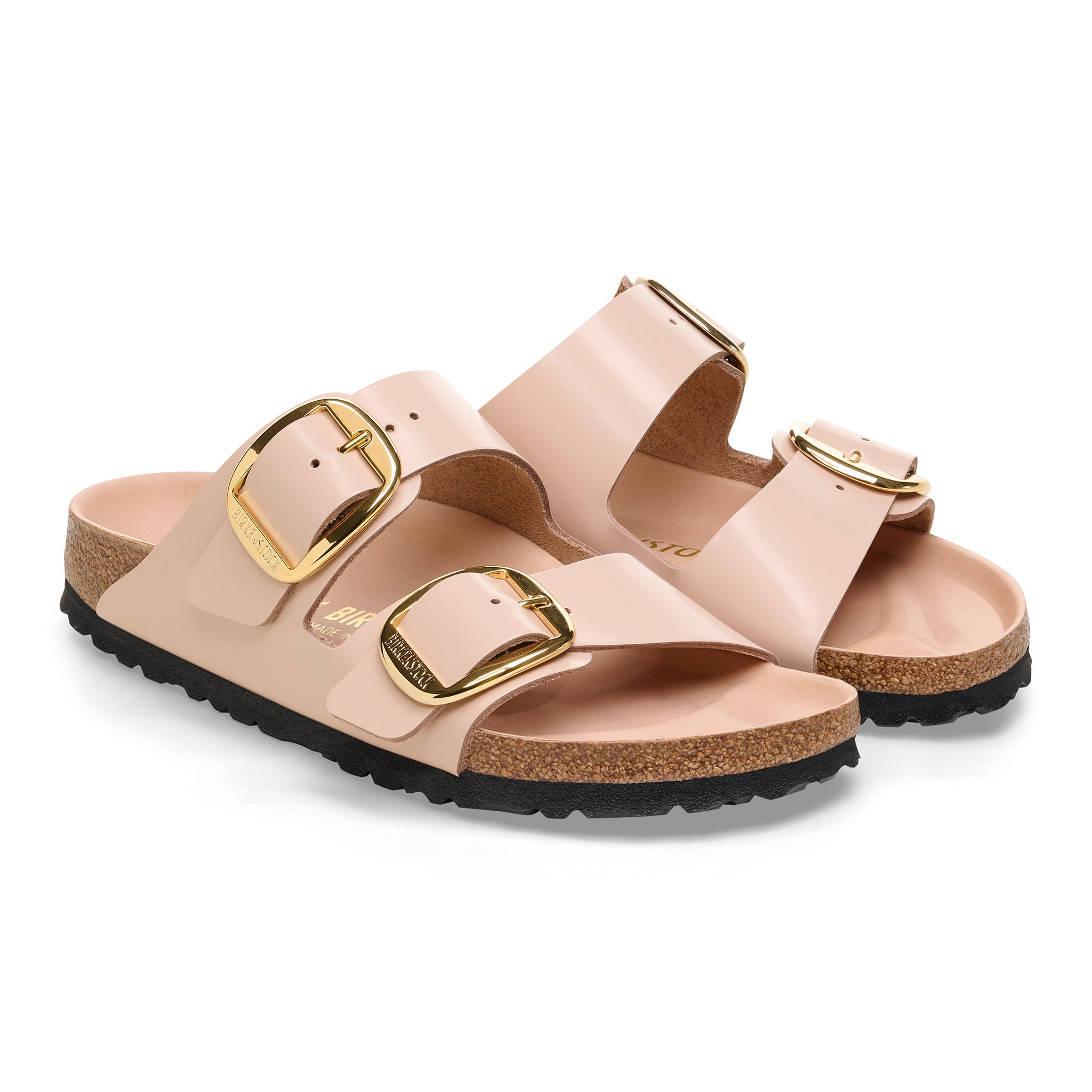  - ["Birkenstock","Ciabatte","Donna","Scarpe"] - Birkenstock Arizona Big Buckle Shine New Beige Natural Leather - Lupis SRL