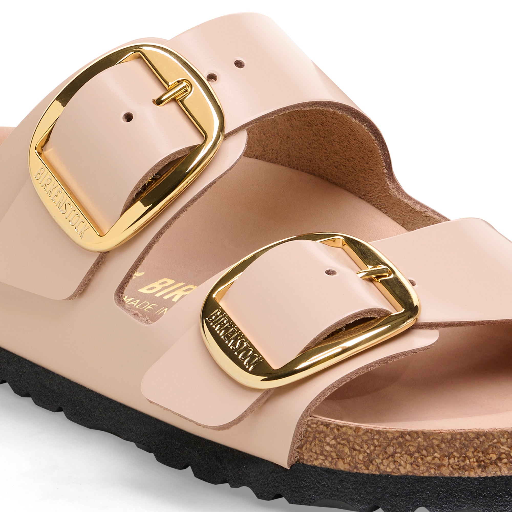 - ["Birkenstock","Ciabatte","Donna","Scarpe"] - Birkenstock Arizona Big Buckle Shine New Beige Natural Leather - Lupis SRL