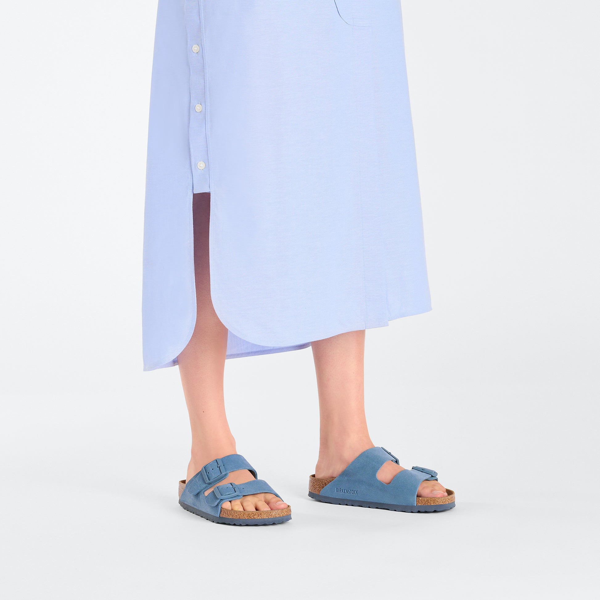 Birkenstock - Birkenstock, Ciabatte, Donna, Nuovo - Birkenstock Arizona Elemental Blue Suede Leather - Lupis SRL