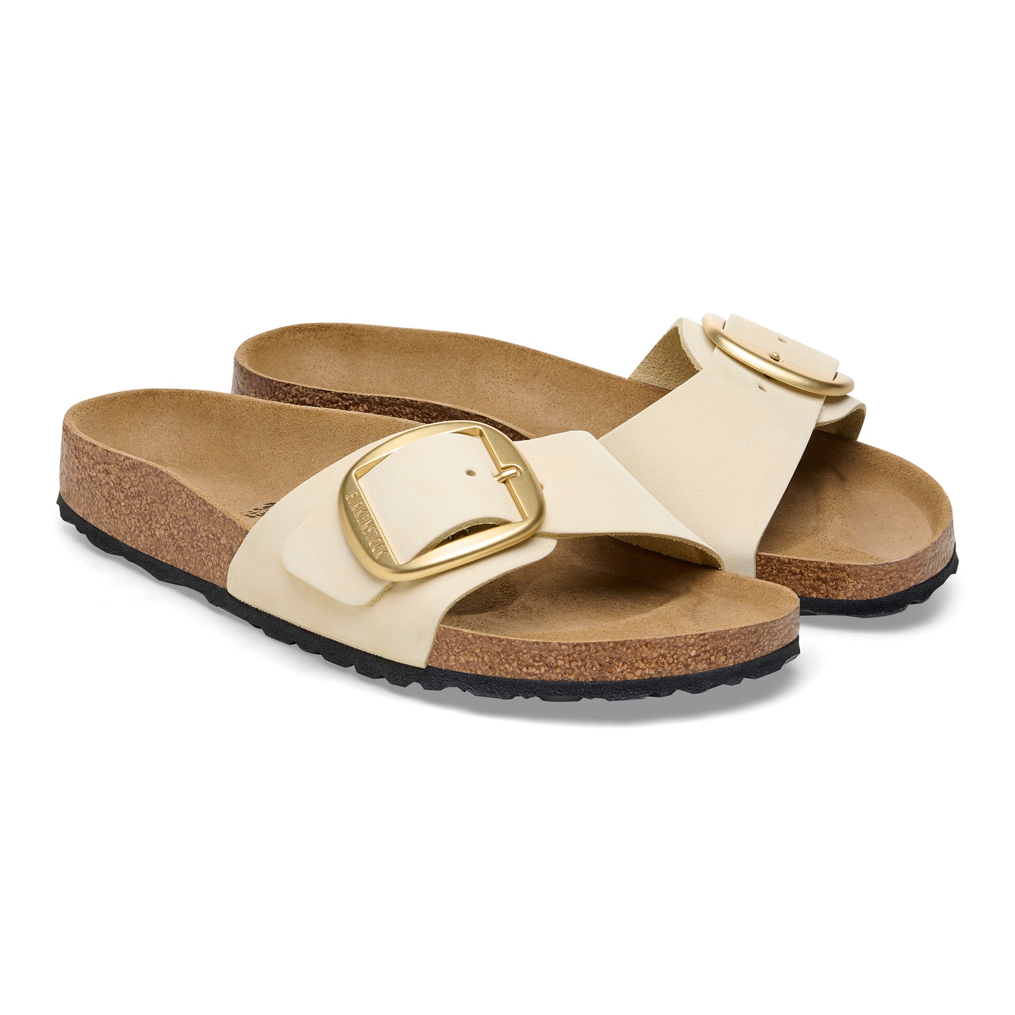  - ["Birkenstock","Ciabatte","Donna","Scarpe"] - Birkenstock Madrid Big Buckle Ecru Nubuck Leather - Lupis SRL