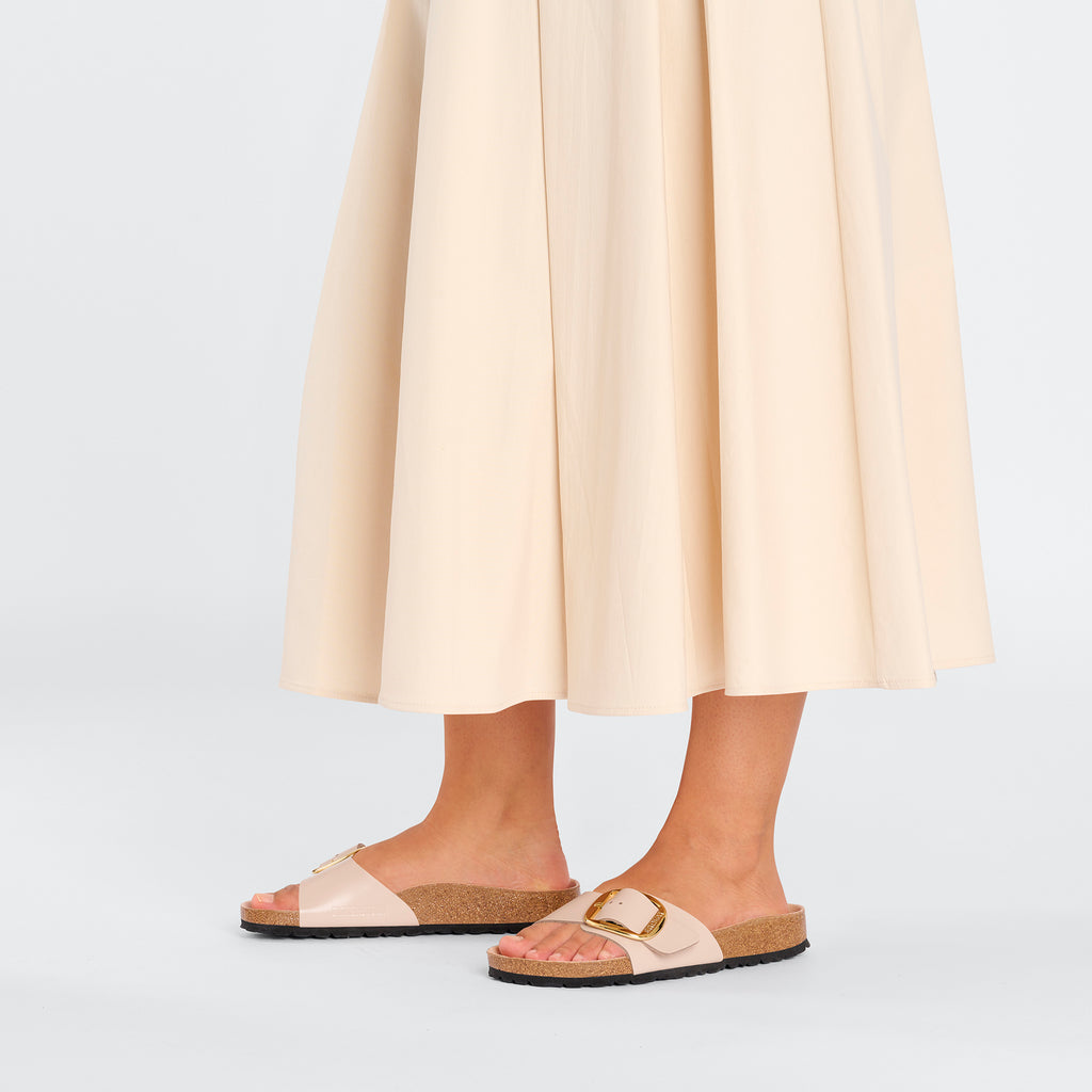  - ["Birkenstock","Ciabatte","Donna","Scarpe"] - Birkenstock Madrid Big Buckle Shine New Beige Natural Leather - Lupis SRL