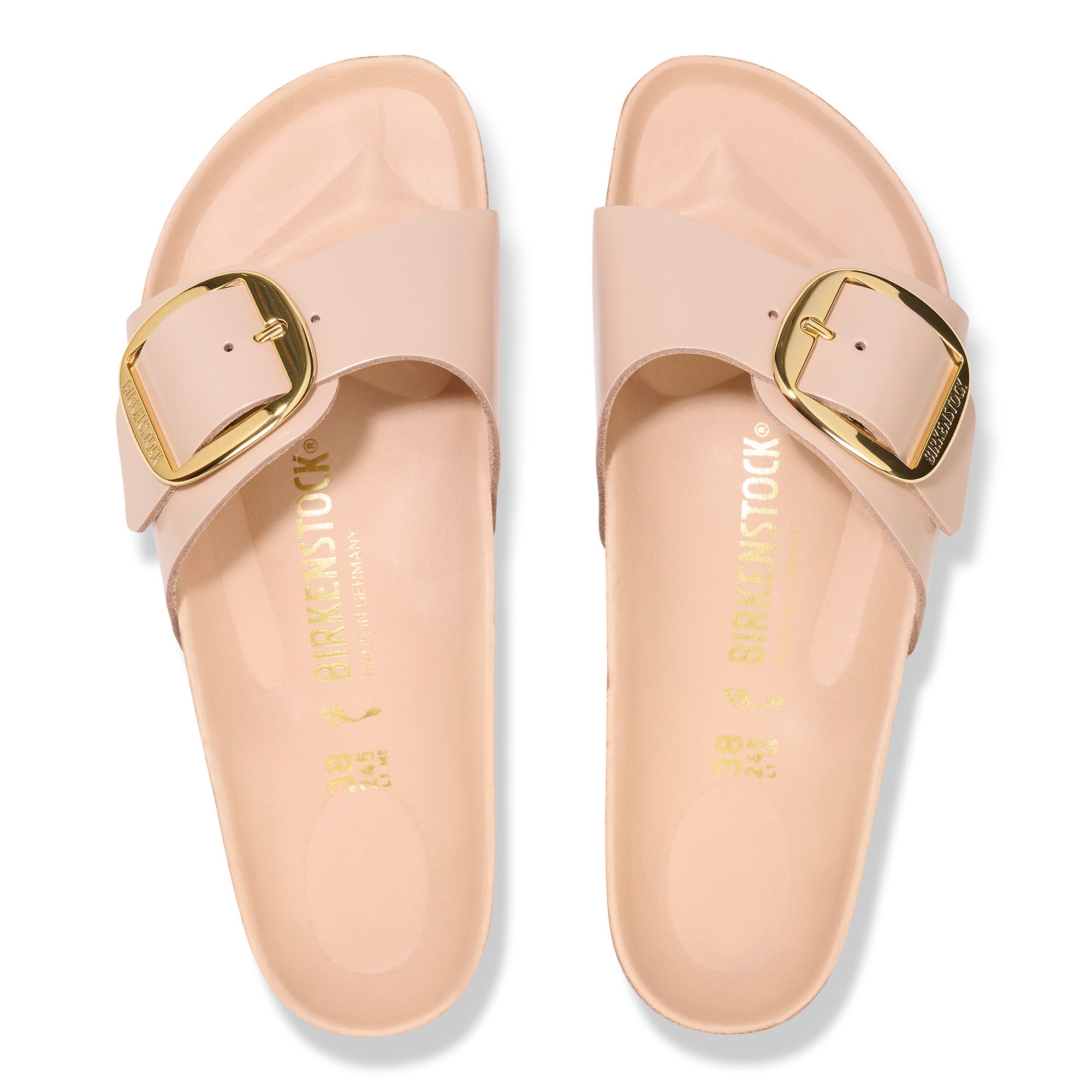  - ["Birkenstock","Ciabatte","Donna","Scarpe"] - Birkenstock Madrid Big Buckle Shine New Beige Natural Leather - Lupis SRL