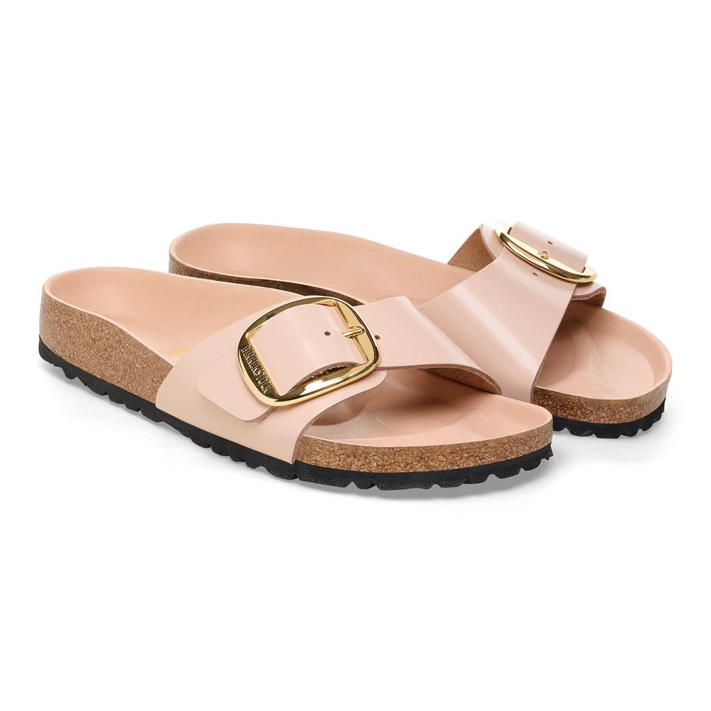  - ["Birkenstock","Ciabatte","Donna","Scarpe"] - Birkenstock Madrid Big Buckle Shine New Beige Natural Leather - Lupis SRL