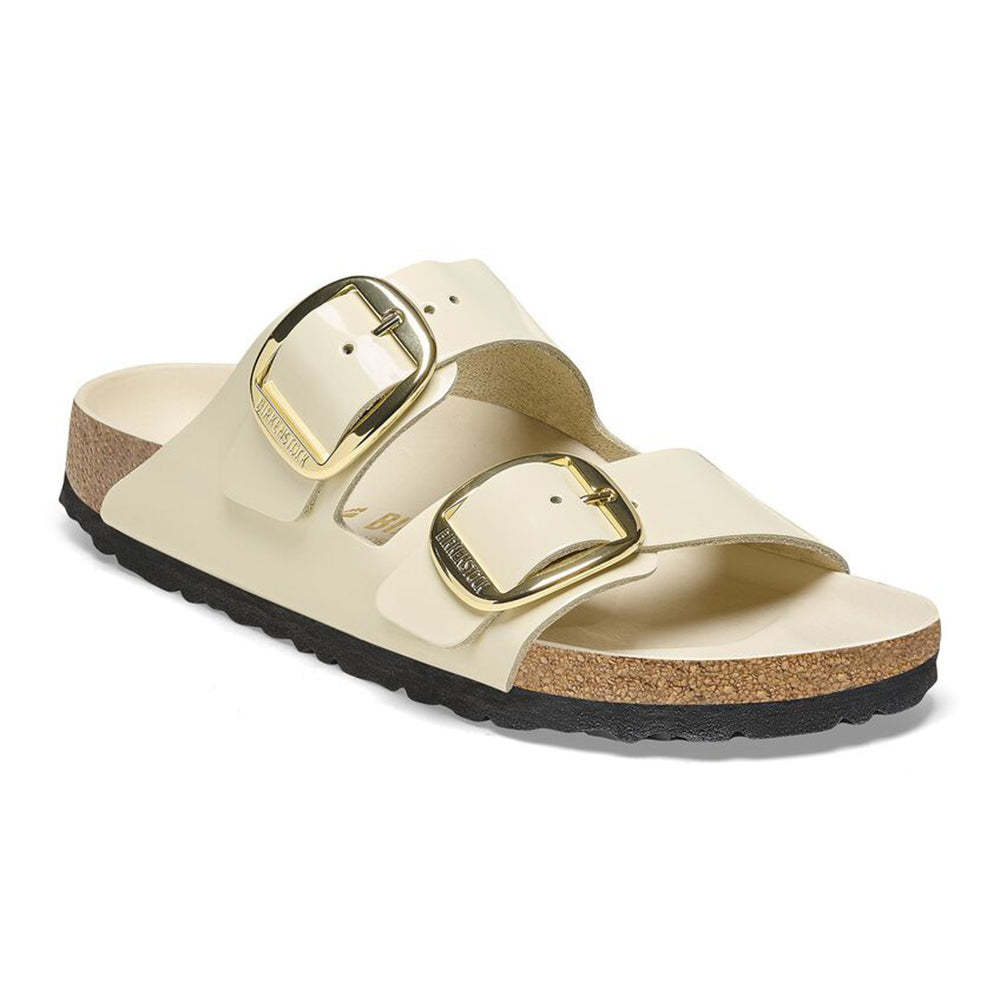 '- ["Birkenstock","Ciabatte","Donna","PE25","Scarpe"] - Birkenstock Arizona Big Buckle Shine Ecru Natural Leather - Lupis SRL