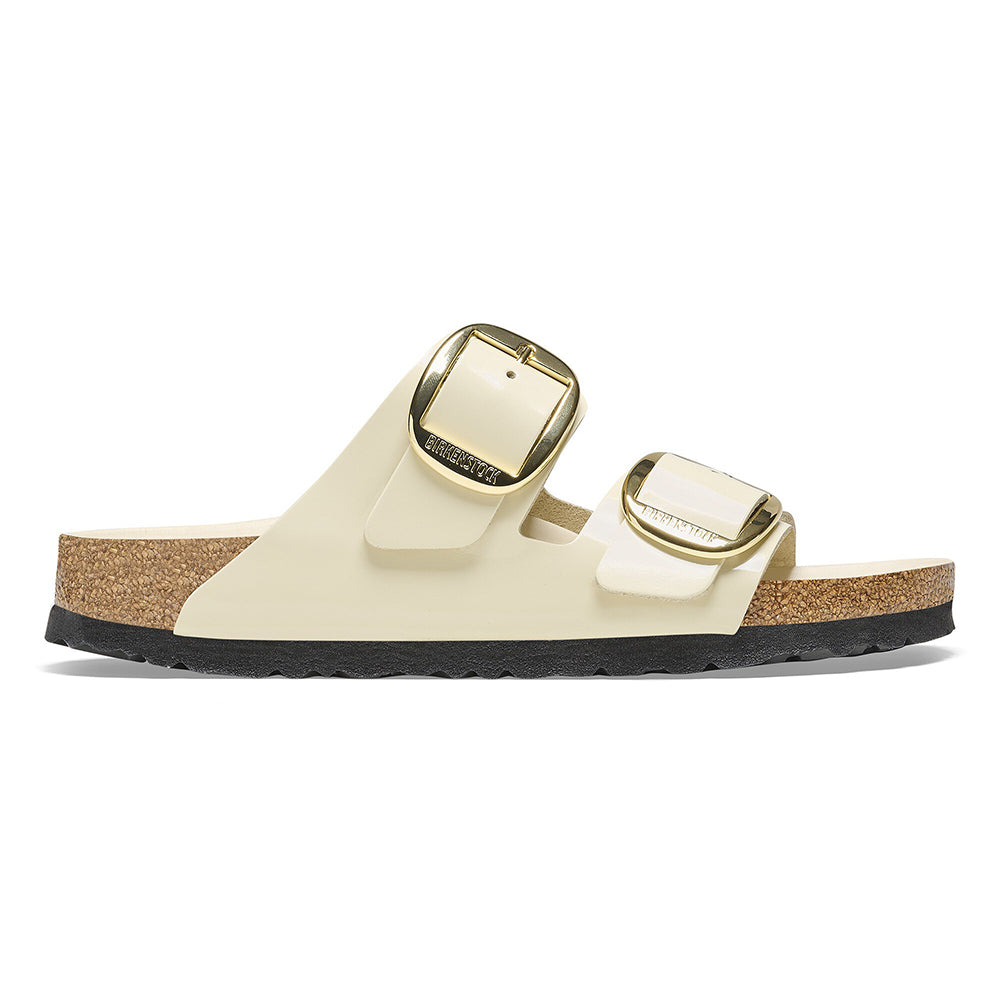 '- ["Birkenstock","Ciabatte","Donna","PE25","Scarpe"] - Birkenstock Arizona Big Buckle Shine Ecru Natural Leather - Lupis SRL