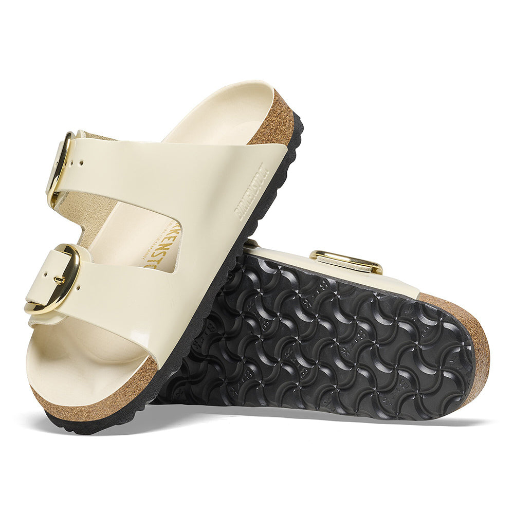 '- ["Birkenstock","Ciabatte","Donna","PE25","Scarpe"] - Birkenstock Arizona Big Buckle Shine Ecru Natural Leather - Lupis SRL