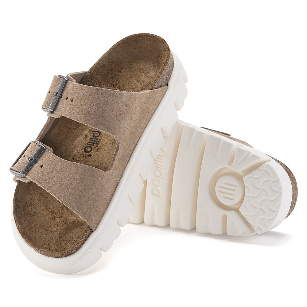 '- ["Birkenstock","Ciabatte","Donna","PE25","Scarpe"] - Birkenstock Arizona Chunky Warm Sand Suede Leather - Lupis SRL