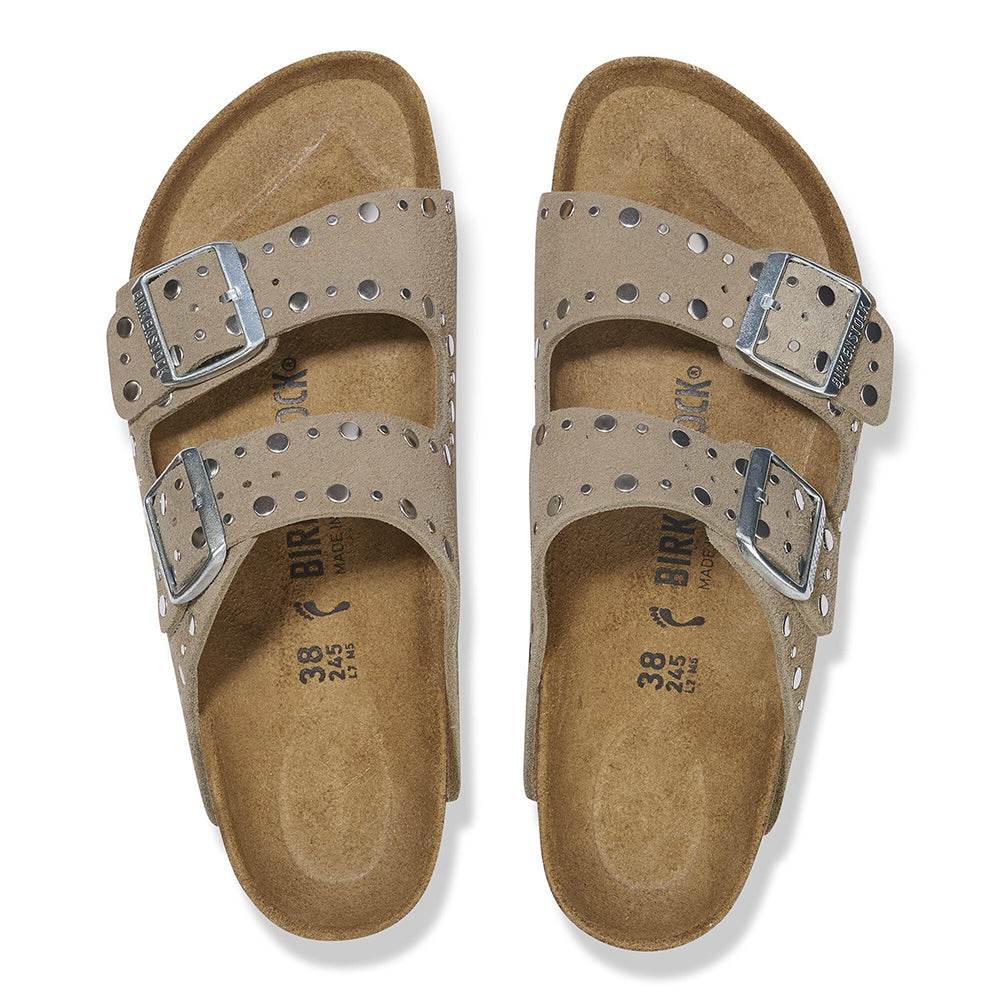  - ["Birkenstock","Ciabatte","Donna","PE25","Scarpe"] - Birkenstock Arizona Rivet Taupe Suede Leather - Lupis SRL