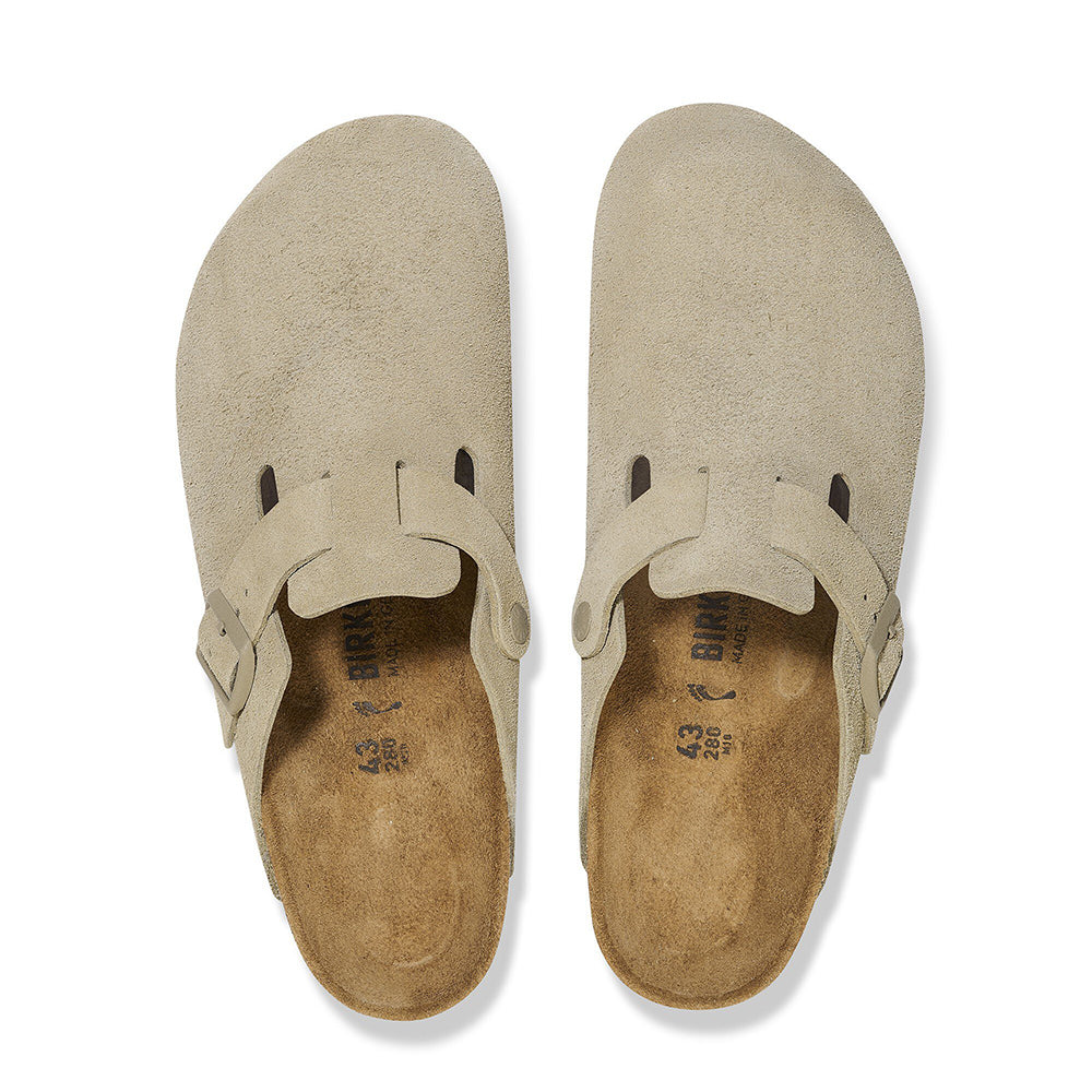 '- ["Birkenstock","Ciabatte","Donna","PE25","Sabot","Scarpe"] - Birkenstock Boston Faded Khaki Suede Leather - Lupis SRL
