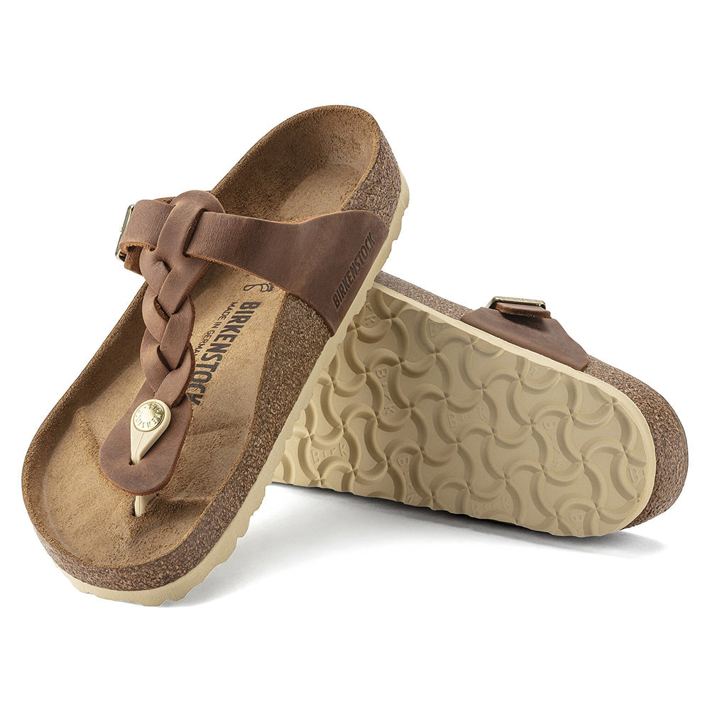 - ["Birkenstock","Ciabatte","Donna","PE25","Scarpe"] - Birkenstock Gizeh Braided Cognac Oiled Leather - Lupis SRL