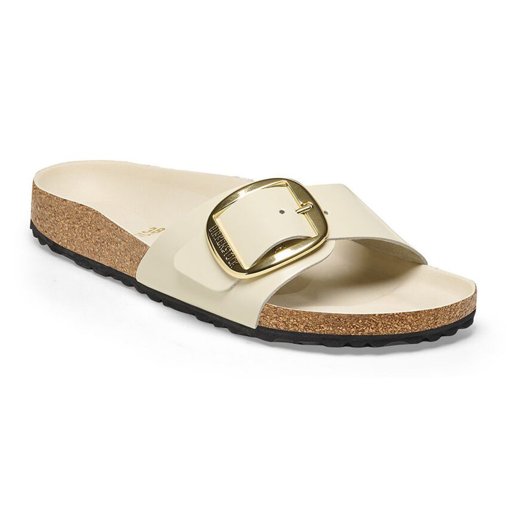  - ["Birkenstock","Ciabatte","Donna","PE25","Scarpe"] - Birkenstock Madrid Big Buckle Shine Ecru Natural Leather - Lupis SRL