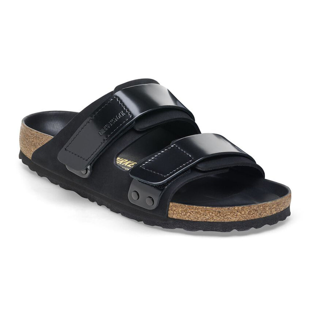 '- ["Birkenstock","Ciabatte","Donna","PE25","Scarpe"] - Birkenstock Uji Black Nubuck Leather High Shine Leather - Lupis SRL