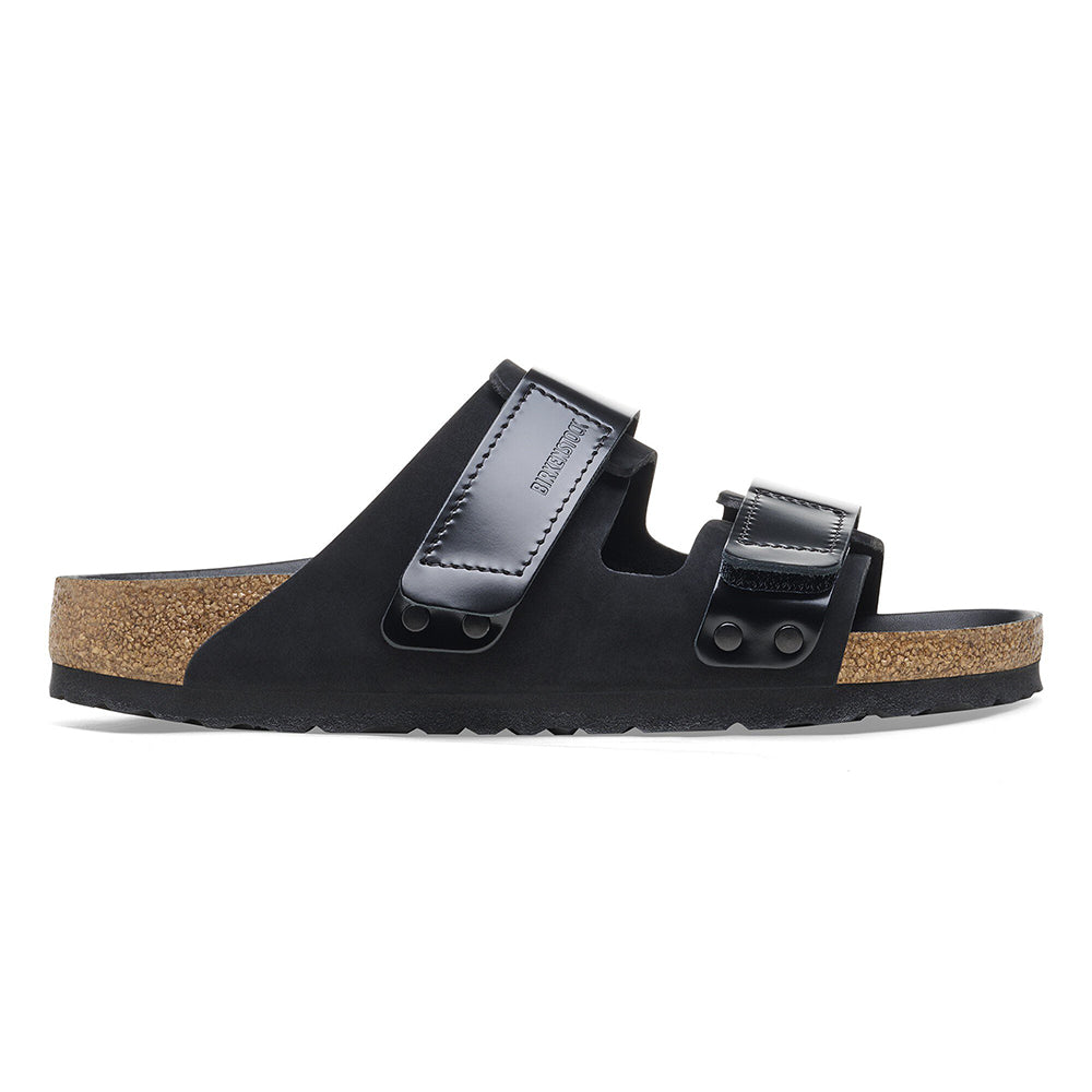 '- ["Birkenstock","Ciabatte","Donna","PE25","Scarpe"] - Birkenstock Uji Black Nubuck Leather High Shine Leather - Lupis SRL
