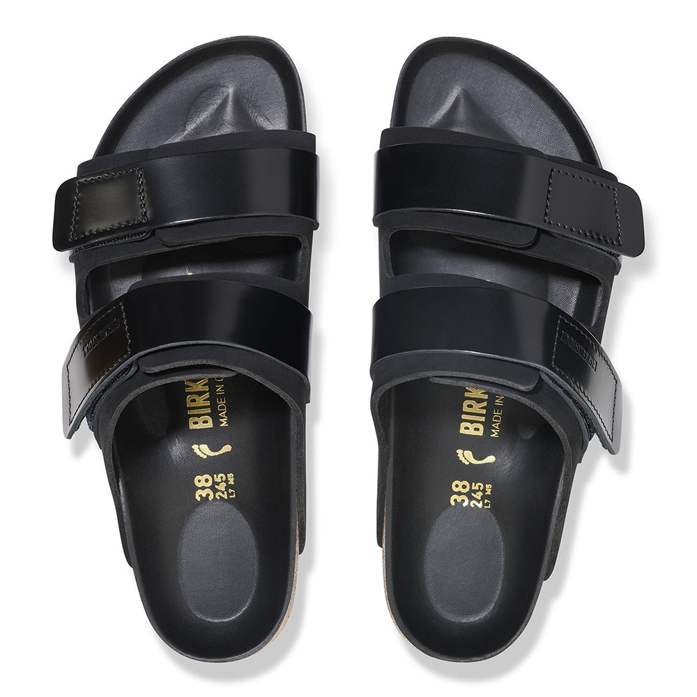 '- ["Birkenstock","Ciabatte","Donna","PE25","Scarpe"] - Birkenstock Uji Black Nubuck Leather High Shine Leather - Lupis SRL