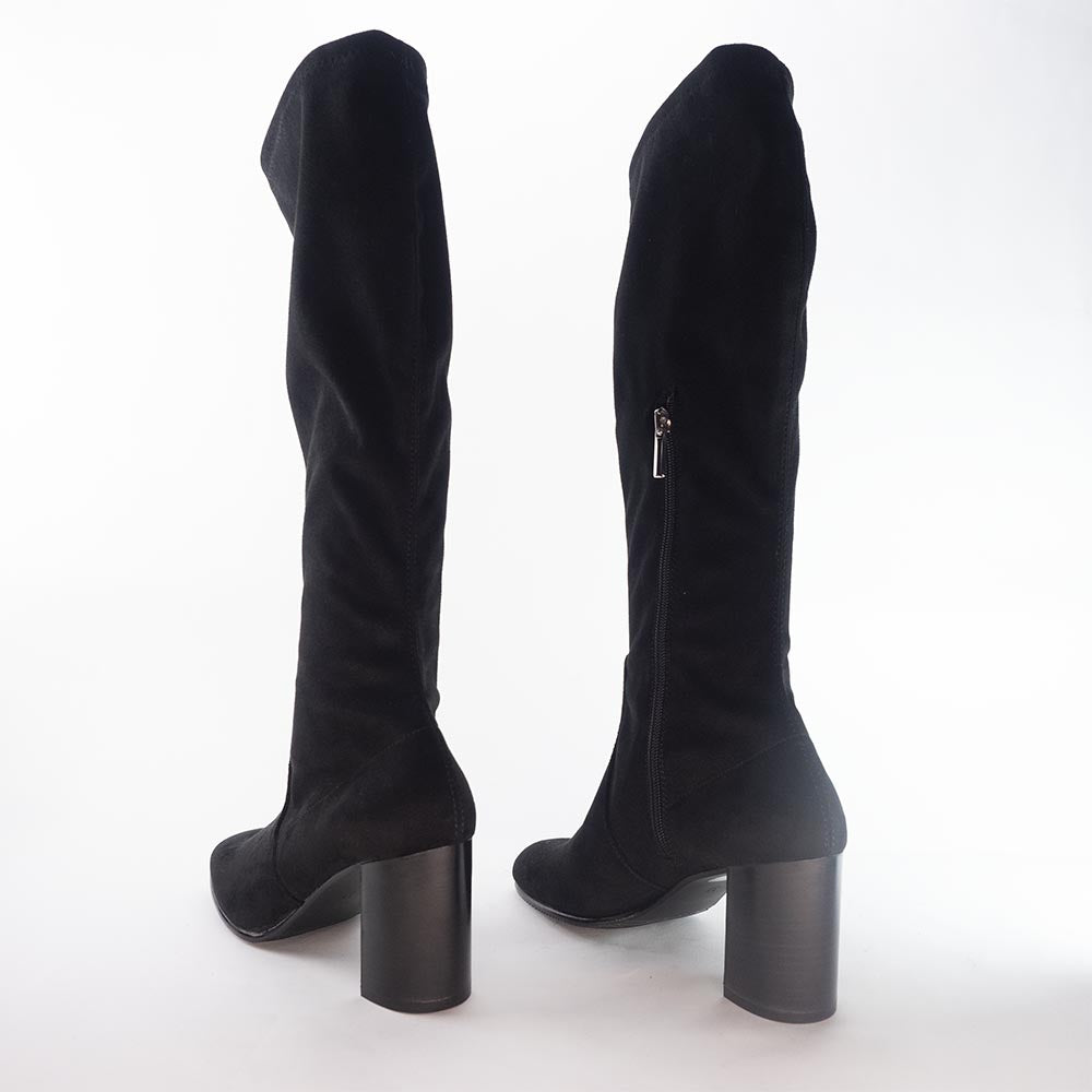 '- ["Artigianato","Bottega dell'Artigiano","Donna","Scarpe","Stivali","Tacco"] - Bottega dell'Artigiano B21773T7 Stivale Suade Nero - Lupis SRL