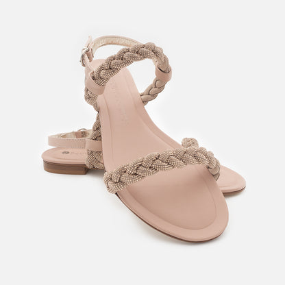 '- ["Artigianato","Bottega dell'Artigiano","Donna","Sandali Eleganti","Scarpe"] - Bottega dell'Artigiano Tre Strass Cipria 22033 - Lupis SRL