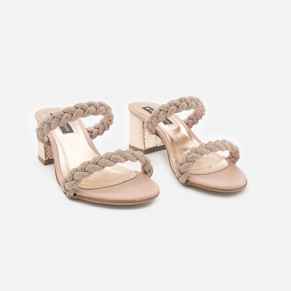 '- ["Artigianato","Bottega dell'Artigiano","Donna","Sandali Eleganti","Scarpe","Tacco"] - Bottega dell'Artigiano Tre Strass Cipria 22034 - Lupis SRL